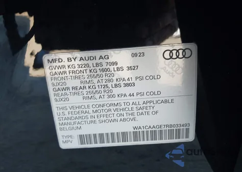 2024 Audi Q8 E-Tron S Line Premium Plus Quattro z USA, uszkodzony, nr VIN WA1CAAGE7RB033493